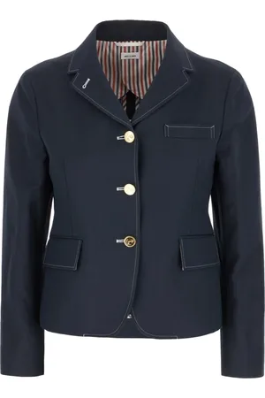 Thom Browne Jassen, Dames, Blauw, L, Katoen, Stijlvolle Jassen en Vesten Collectie
