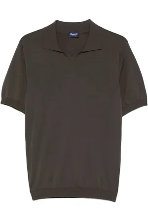 DRUMOHR Tops, Heren, Bruin, M, Katoen, Bruin Katoenen Poloshirt Korte Mouwen