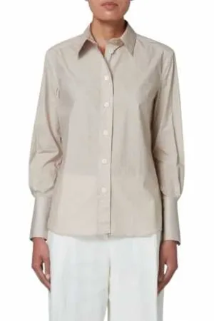 Paul Smith Blouses & Shirts, Dames, , M, Katoen, Zand Katoenen Shirt met Witte Polka Dots