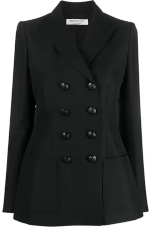 Serafini Jassen, Dames, Zwart, S, Katoen, Tijdloze Charme Double-Breasted Blazer