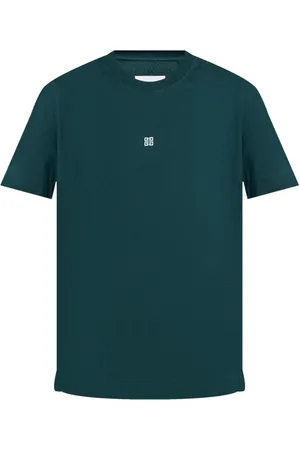 Givenchy Tops, Heren, Groen, L, Donkergroen T-shirt met wit logo