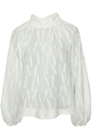 Drykorn Blouses & Shirts, Dames, Wit, M, Fransenoptik Jas met Haaksluiting