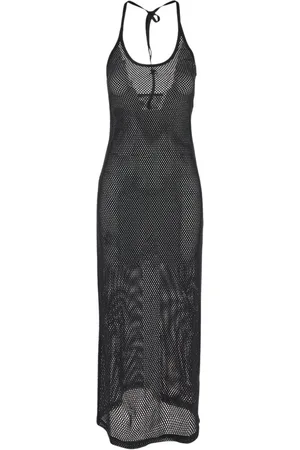 Courrèges Kleedjes, Dames, Zwart, S, Katoen, Mesh Jurk met Logo