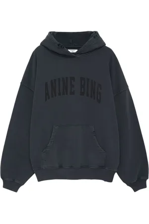 ANINE BING Sweatshirts & Hoodies, Dames, Zwart, L, Donker Gewassen Zwart Sweatshirt