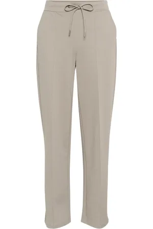 Kaffe Broeken, Dames, , 2Xl, Polyester, Elastische Taille Straight Broek Elephant Skin