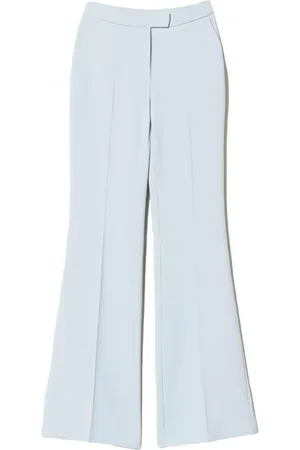 Twin-Set Broeken, Dames, Blauw, S, Polyester, Flare Cady Crêpe Stretch Broek
