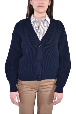 Max Mara Truien, Dames, Blauw, M, Katoen, Zachte Katoenen Ribgebreide Vest