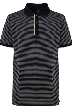 Dunhill Tops, Heren, Blauw, M, Katoen, Navy Blauw Katoen Jacquard Polo