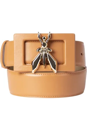 Patrizia Pepe Accessoires, Dames, Oranje, S, Oranje Leren Riem met Vlieggesp