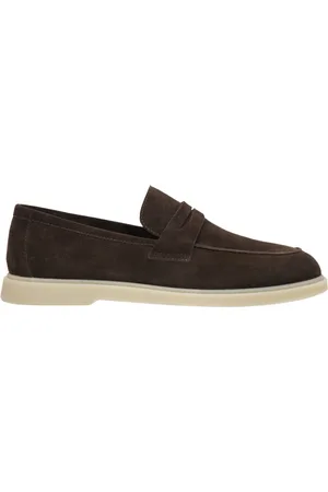 Estro Schoenen, Heren, Bruin, 41 EU, Suède, Donkerbruine loafers voor heren gemaakt van Italiaans echt velours