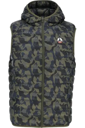 Jott Jassen, Heren, Groen, S, Leer, Hooded Sleeveless Puffer Jacket