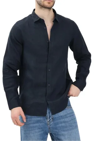 Armani Exchange Overhemden, Heren, Blauw, XL, Blauw Overhemd met Lange Mouwen
