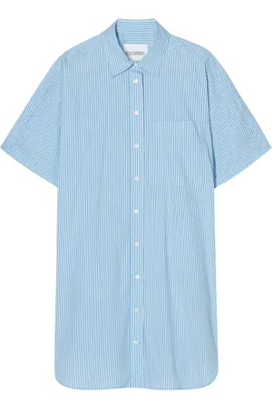 Closed Kleedjes, Dames, Blauw, XS, Blauwe Overhemdjurk