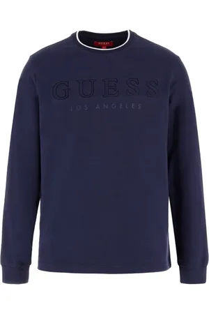 Guess Sweatshirts & Hoodies, Heren, Blauw, 2Xl, Katoen, ML Logo Katoenen Sweatshirt