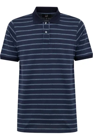 Dunhill Tops, Heren, Blauw, M, Katoen, Blauw Gestreept Katoenen Poloshirt