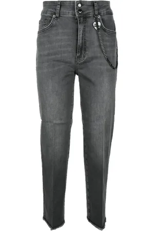 Moschino Jeans, Dames, Grijs, W27, Katoen, Slim-fit Jeans