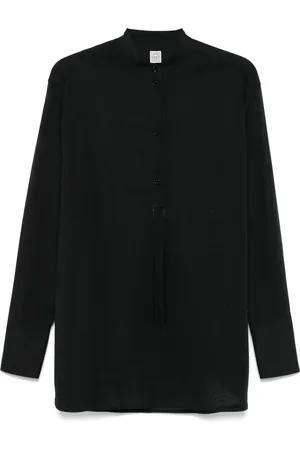 Totême Blouses & Shirts, Dames, Zwart, M, Stijlvolle Stand Collar Shirt