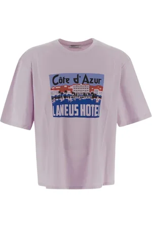 LANEUS Tops, Heren, Roze, S, Katoen, Bedrukt Crew Neck T-shirt voor Mannen