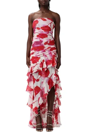 BLUMARINE Kleedjes, Dames, Veelkleurig, S, Ruffle Jurk in Georg Stijl