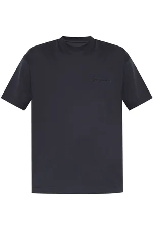 Givenchy Tops, Heren, Blauw, L, Navy Logo Reliëf T-shirt