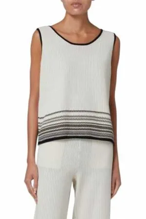 Paul Smith Tops, Dames, Wit, M, Katoen, Gestreepte gebreide top in ecru en zwart