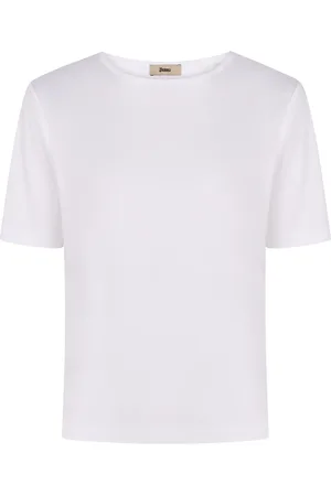 HERNO Tops, Dames, Wit, M, Katoen, Katoenen T-shirt met Achterlogo Detail