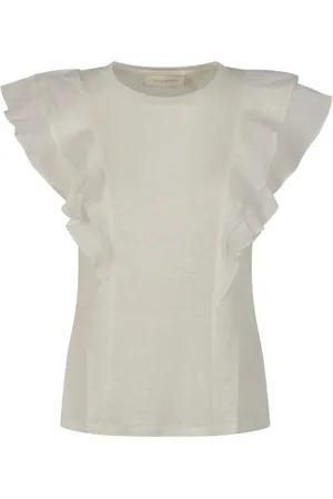 ZIMMERMANN Tops, Dames, Wit, M, Linnen, Witte Ruffle Tee
