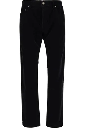 Saint Laurent Jeans, Heren, Zwart, W32, Corduroy Slim Fit Broek