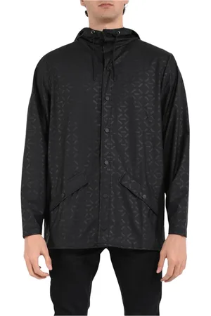 Rains Jassen, Heren, Zwart, S, Polyester, Ongevoerde Waterdichte Parka met Capuchon
