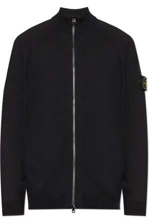 Stone Island Truien, Heren, Zwart, S, Katoen, Vest met afneembare patch