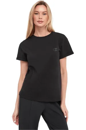Liu Jo Tops, Dames, Zwart, M, Katoen, Elegante Zwarte Katoenen T-shirt