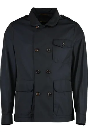 MOORER Jassen, Heren, Blauw, 2Xl, Katoen, Dubbelrijige gabardine jas