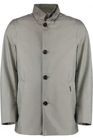 MOORER Jassen, Heren, Grijs, L, Polyester, Waterdichte Techno Fabric Jas met Zakken