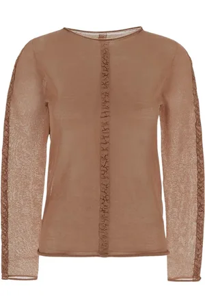 UMA WANG Tops, Dames, Roze, L, Katoen, Doorschijnende top met lange mouwen voor vrouwen