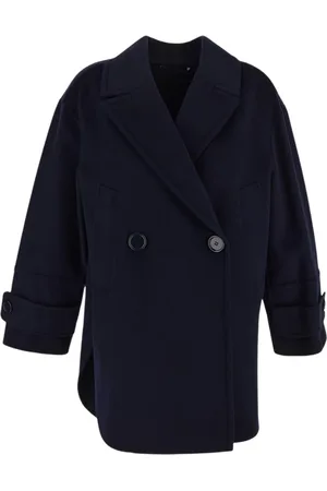 Max Mara Mantels, Dames, Blauw, M, Stijlvolle Vrouw Jas Kleding