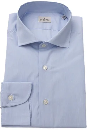 BAGUTTA Overhemden, Heren, Blauw, S, Leer, Franse Kraag Overhemd Tijdloze Elegantie