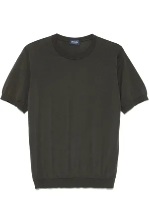 DRUMOHR Truien, Heren, Groen, M, Katoen, Pastel Groene Katoenen Crew Neck Sweater