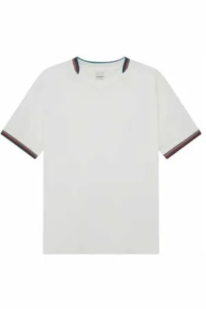 Paul Smith Tops, Heren, Wit, S, Katoen, Wit Kruis-Hals Bayadère T-shirt