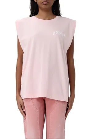 Pinko Tops, Dames, Roze, 2Xs, Cacao Jersey Tank Top