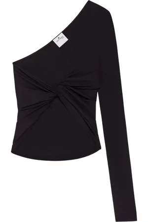 Courrèges Blouses & Shirts, Dames, Zwart, M, Zwarte One-Shoulder Twist Top