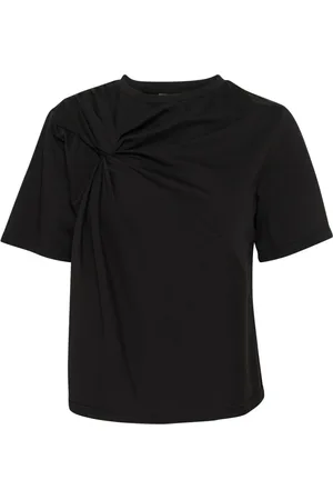 Kaffe Tops, Dames, Zwart, L, Katoen, Zwart Diep T-shirt met knoopdetail
