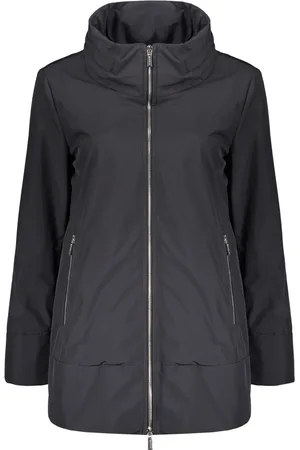 MOORER Mantels, Dames, Blauw, XS, Polyester, Waterdichte Techno Fabric Jas met Capuchon