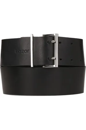 Kazar Accessoires, Dames, Zwart, 100 CM, Brede leren band met dubbele gesp