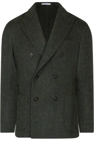 Boglioli Jassen, Heren, Groen, M, Wol, Shetland chevron double-breasted K-jack