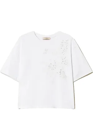 Twin-Set Tops, Dames, Wit, M, Katoen, Katoenen T-shirt