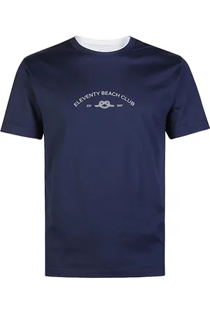 ELEVENTY Tops, Heren, Blauw, XL, Katoen, Athletic Katoenen Ronde Hals T-Shirt