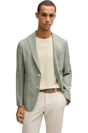 HUGO BOSS Jassen, Heren, Groen, M, Wol, Blazer van wolmix met micropatroon