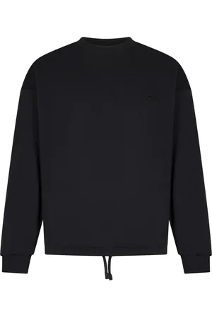 Ermenegildo Zegna Sweatshirts & Hoodies, Heren, Zwart, XL, Katoen, Zwarte Trui met Zegna Logo Borduursel
