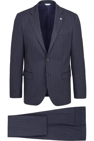 Manuel Ritz Pakken, Heren, Blauw, L, Blauw Verticaal Gestreept Jas en Broek