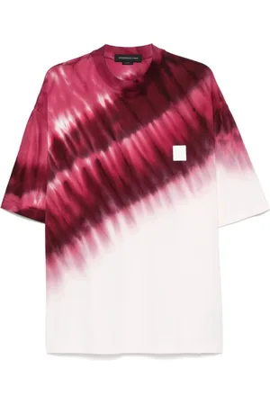 Federico Cina Tops, Heren, Roze, M, Roze Logo Patch Crew Neck T-shirt